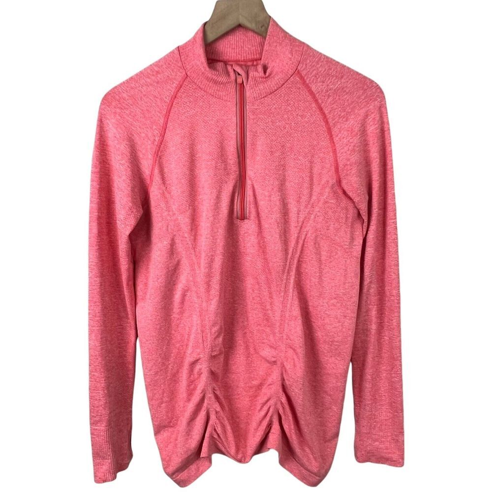 Athleta Womens Orange Fastest Track Half Zip Ruched Pullover Top‎ Medium